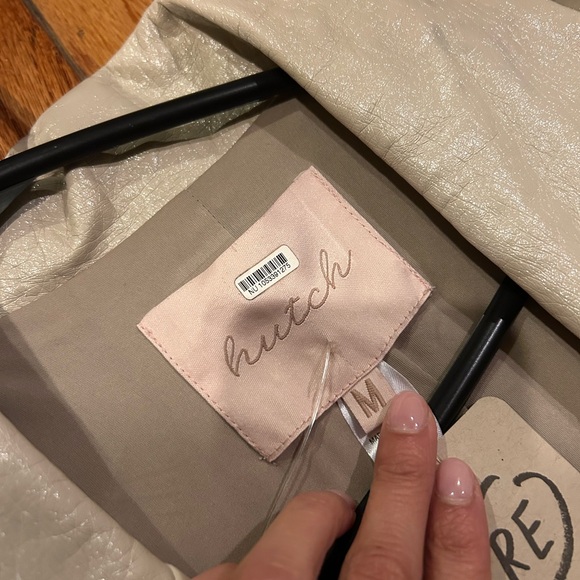 Hutch Colorblock Vegan Leather Trench Coat Sz m - Picture 3 of 4